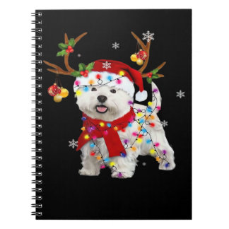 Caderno Espiral Funny Westie Christmas Tee Reindeer Christmas Ligh