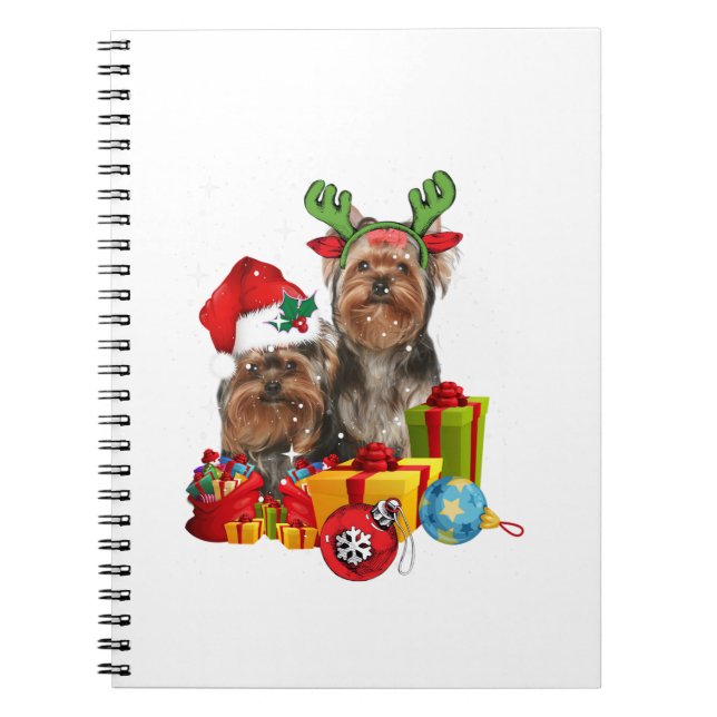Caderno Espiral Funny Yorkshire Terrier christmas (Frente)