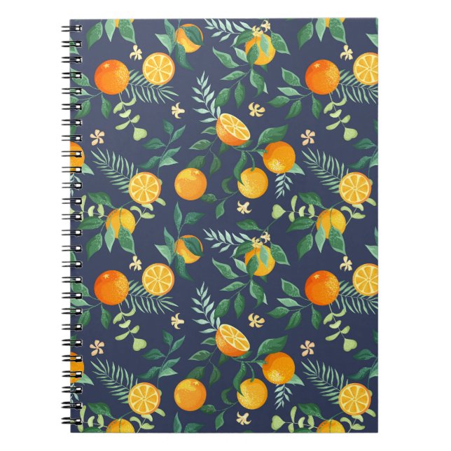 Caderno Espiral Fusão de Citros: Laranjas com Flair Tropical (Frente)