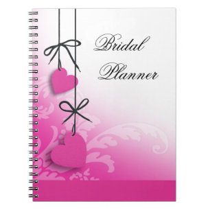 Caderno Espiral Fuschia nupcial do planejador dos Heartstrings