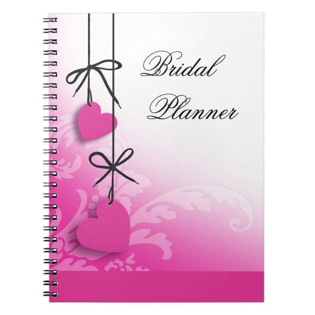 Caderno Espiral Fuschia nupcial do planejador dos Heartstrings (Frente)