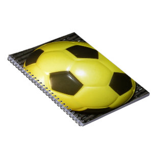 Caderno Espiral Futebol amarelo e preto.