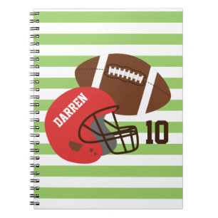 Caderno Espiral Futebol Americano e Capacete Vermelho