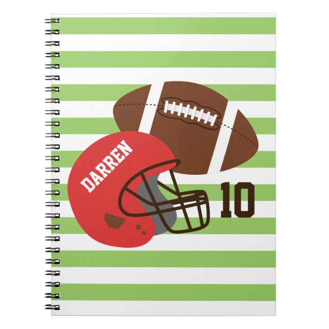 Caderno Espiral Futebol americano e capacete vermelho (Frente)