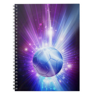 Caderno Espiral Futebol de bola de futebol brilhando
