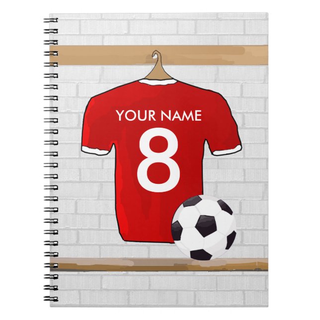 Caderno Espiral Futebol Red e White Personalizado Jersey (Frente)