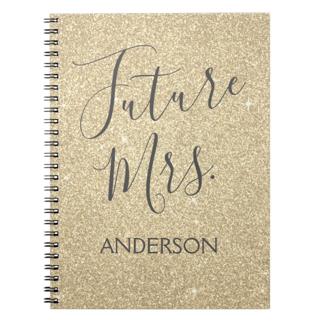 Caderno Espiral Futura Sra. Luxury Dourado Sparkle Glitter (Frente)