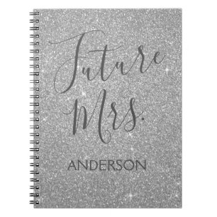 Caderno Espiral Futura Sra. Luxury Silver Sparkle Glitter