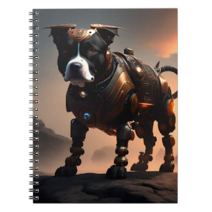 Caderno Espiral Futurística Staffordshire Terrier Robot, Notebook