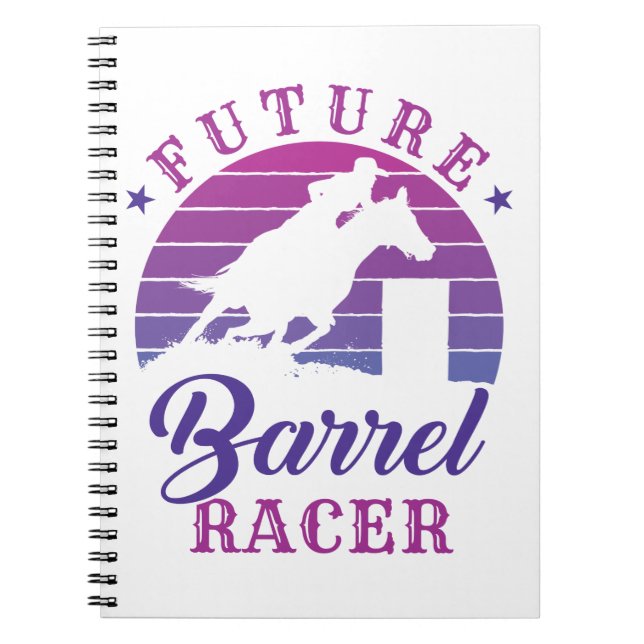 Caderno Espiral Futuro Barrel Racer Cowgirl Rodeo Barrel Racing (Frente)