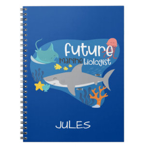 Caderno Espiral Futuro Biólogo Marinho com Nome