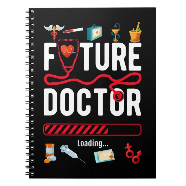 Caderno Espiral Futuro Doutor Estudantes Engraçados Médicos (Frente)