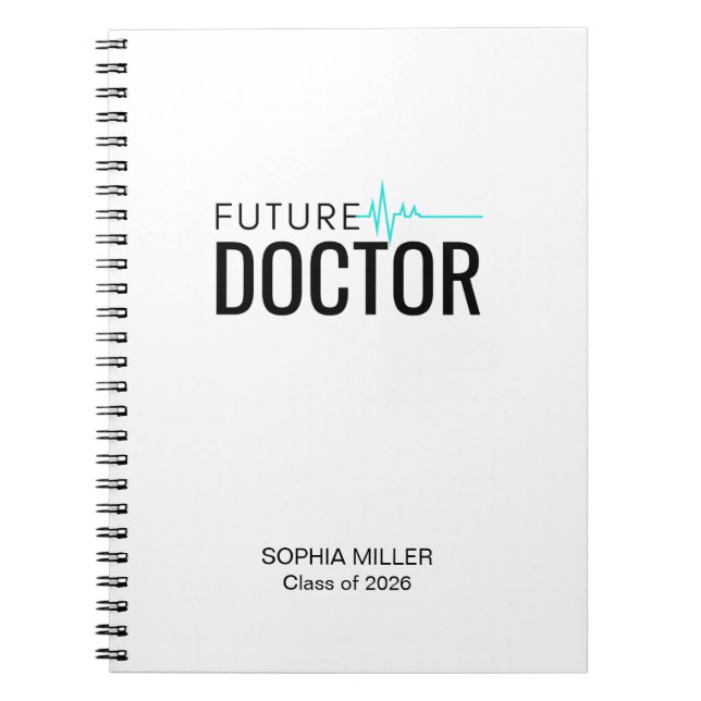 Caderno Espiral Futuro Doutor Estudos Médicos Personalizados (Frente)