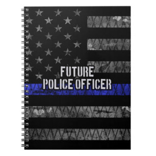 Caderno Espiral Futuro Oficial Policial Thin Blue Line Afetado Fl