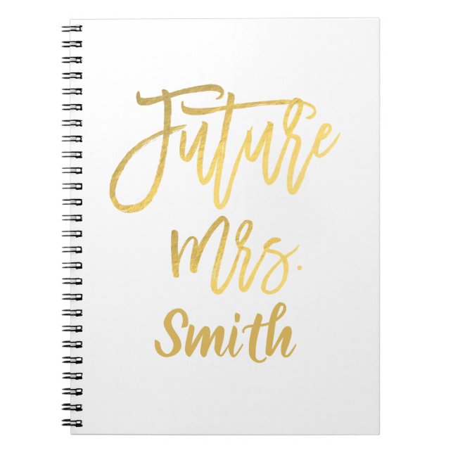 Caderno Espiral Futuro, Sra. Dourada Script Wedding Planning Moder (Frente)