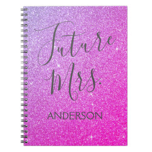 Caderno Espiral Futuro Sra. Pink Purple Sparkle Glitter