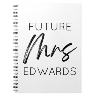 Caderno Espiral Futuro, Sra. Sobrenome Personalizada Noiva Para Se