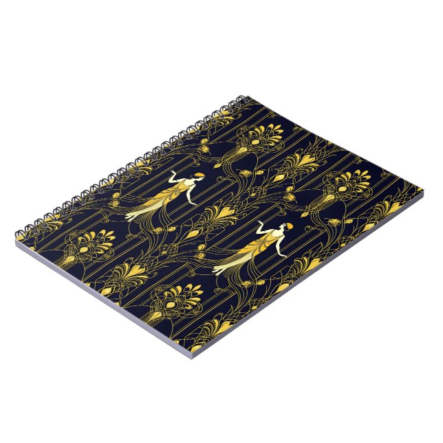 Caderno Espiral Gabsy gold and black decorative pattern (Left Side)