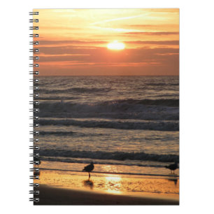 Caderno Espiral Gaivotas pelo mar ao pôr do sol 