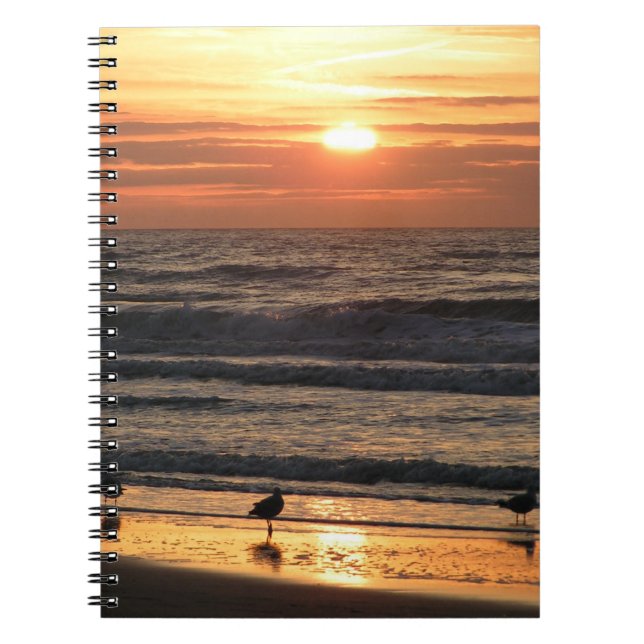 Caderno Espiral Gaivotas pelo mar ao pôr do sol (Frente)