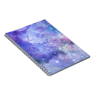Caderno Espiral Galáxia Amante do Espaço Céu Estrelado Aquarela Ro