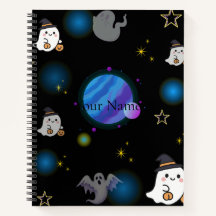 Caderno Espiral Galáxia Assustador Fofo de Hallowe