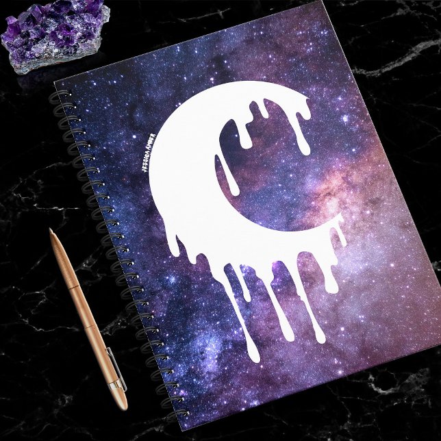 Caderno Espiral Galáxia da Silhueta de Lua Roxo Gótico (In Situ)