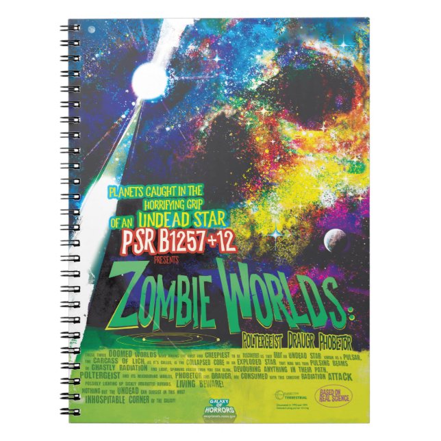 Caderno Espiral Galáxia de Horrores do Dia das Bruxas do Zombie Wo (Frente)