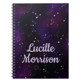 Caderno Espiral Galáxia Espaço Exterior Roxo Cósmico