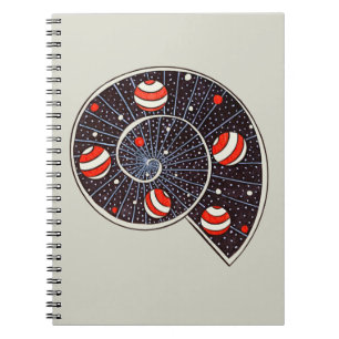 Caderno Espiral Galáxia Espiral Planetas da Bola de Praia Engraçad