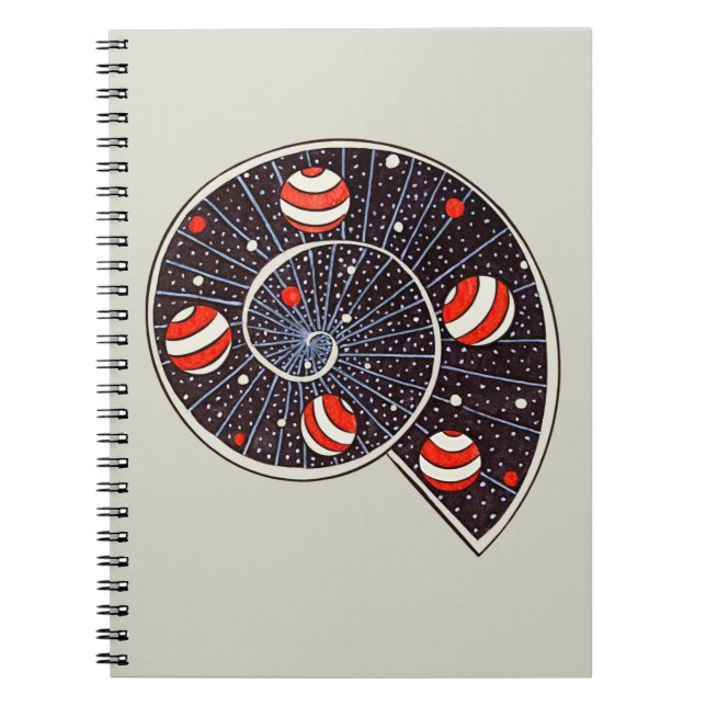 Caderno Espiral Galáxia Espiral Planetas da Bola de Praia Engraçad (Frente)