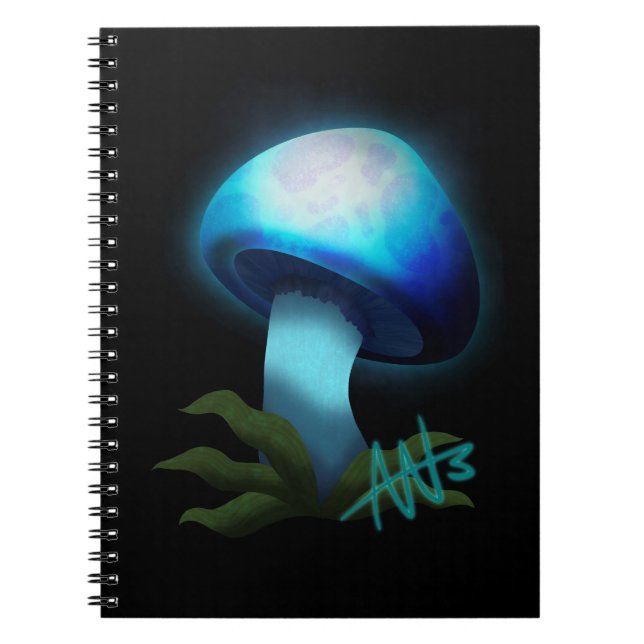 Caderno Espiral Galáxia Shiitake Brilhante Cogumelo Azul Claro (Frente)