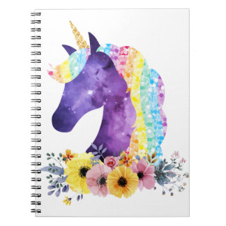 Caderno Espiral Galáxia Unicórnio com Flores