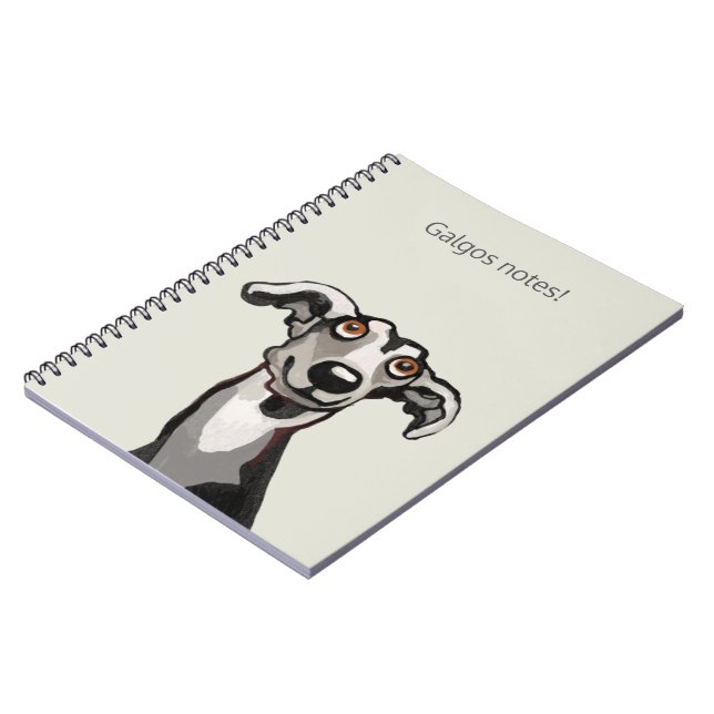 Caderno Espiral Galgo desenhando preto e branco e cinzas (Left Side)