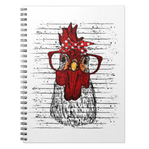 Caderno Espiral Galinha com bandana e óculos bonitos