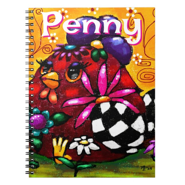 Caderno Espiral Galinha Floral Chunky Chunky Branca Personalizada (Frente)
