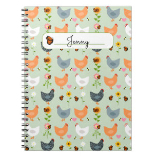 Caderno Espiral Galinhas no notebook personalizado das flores