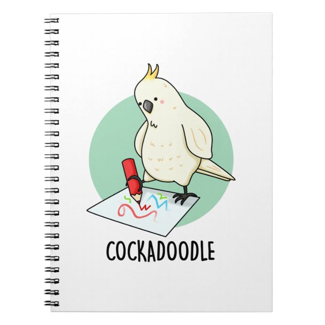 Caderno Espiral Galo engraçado trocadilho de cacatua  (Frente)