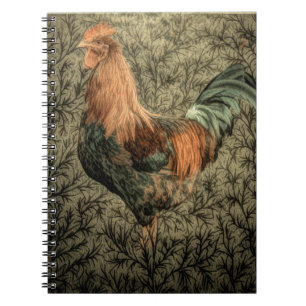 Caderno Espiral Galo rústico de galinha fazenda do grunge do oeste