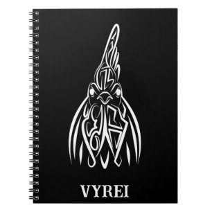 Caderno Espiral Galo Tribal Negro e Branco
