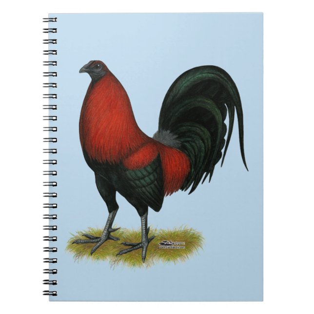 Caderno Espiral Galo Vermelho Preto BB Jogo Americano (Frente)