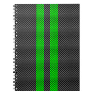 Caderno Espiral Gamas de Estilo de Fibra de Carbono Verde