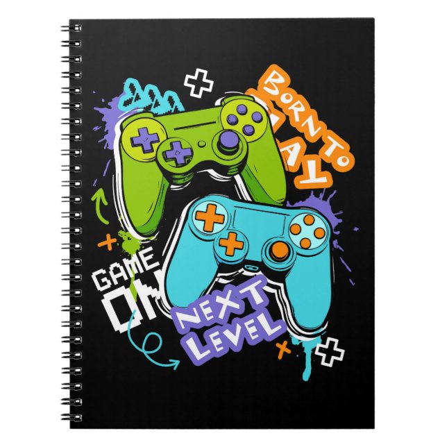 Caderno Espiral Game controllers Graffiti  Gaming Born To Play  (Frente)