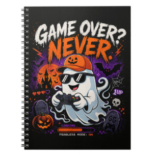 Caderno Espiral Game Over Nunca Gamer Fantasma Halloween Engraçado