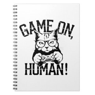 Caderno Espiral Gamer Cat Design Game Em Humanos - Gato Engraçado