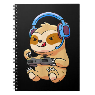 Caderno Espiral Gamer Sloth Gaming Sloths Jogo Presente