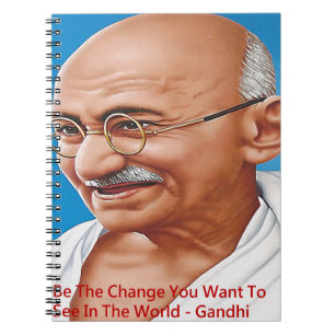 Caderno Espiral Gandhi & Be The Change Quote