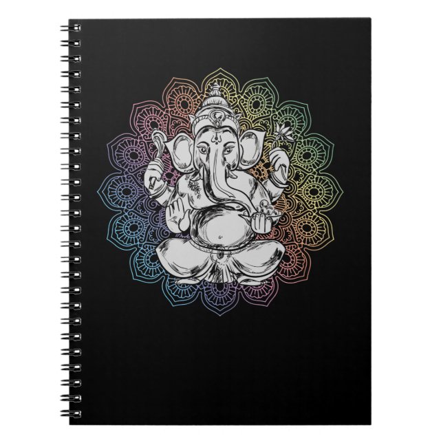 Caderno Espiral Ganesha Mandala Hindu Yoga (Frente)