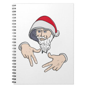Caderno Espiral Gangsta legal Hip Hop Hand Rap Santa Claus