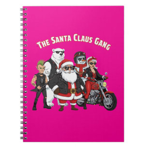 Caderno Espiral Gangue Divertida do Papai Noel de Moto Rock and